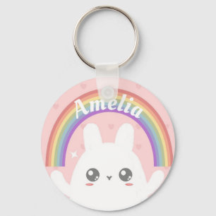 Chaveiro Cute Kawaii Bunny e Rainbow Personalizados