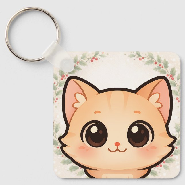 Chaveiro Cute Kawaii Cat Face Keychain (Frente)
