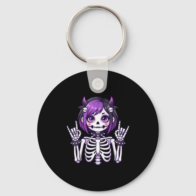 Chaveiro Cute Kawaii Goth Girl Skeleton Punk-goth Alternati (Frente)