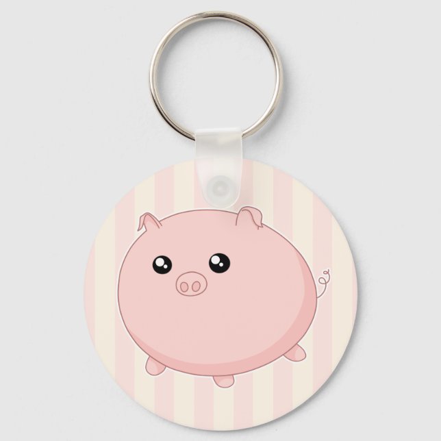 Chaveiro Cute Kawaii, porco rosa (Frente)