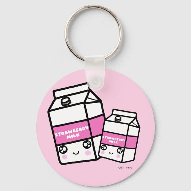Chaveiro Cute Kawaii Strawberry milk Dairy Foodie BFF (Frente)