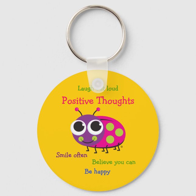 Chaveiro Cute Ladybug "Positive Thoughts" (Frente)