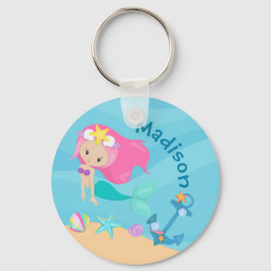 Chaveiro Cute Mermaid Girl Beach Birthday Party Custom