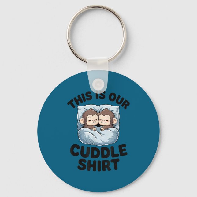 Chaveiro Cute Monkeys Snuggle This Is Our Cuddle  (Frente)
