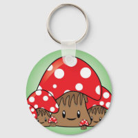 Cute Mushrooms on green background