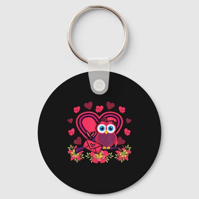 Chaveiro Cute Owl Valentines Day Gift Bird Owl  (Frente)