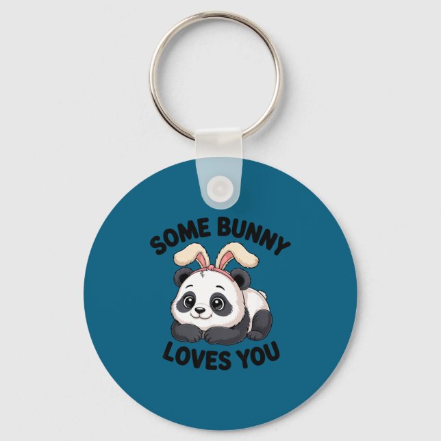 Chaveiro Cute Panda Bunny Some Bunny Loves You  (Frente)