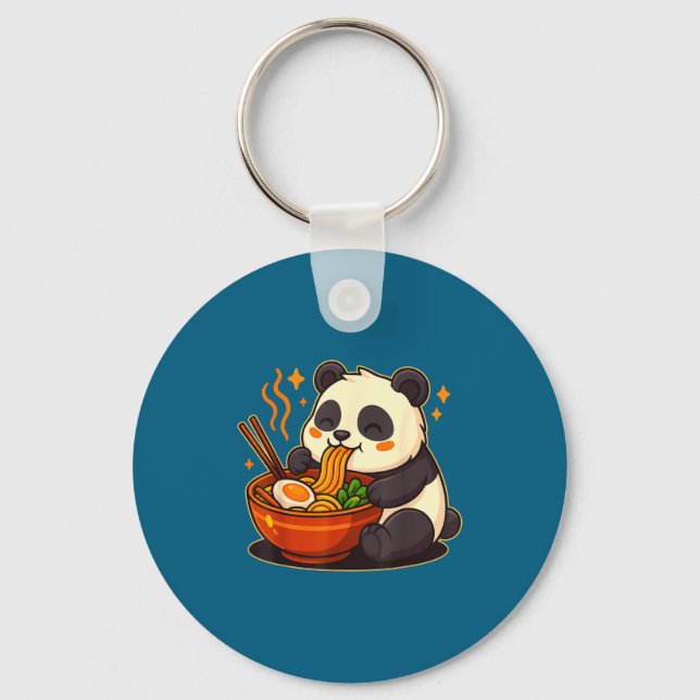 Chaveiro Cute Panda Eating Ramen Noodles  (Frente)