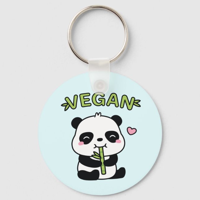 Chaveiro Cute Panda Munching Bamboo Vegan (Frente)