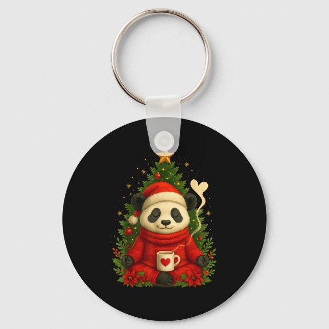 Chaveiro Cute Panda Santa Coffee Holiday Tee For Animal Lov (Frente)