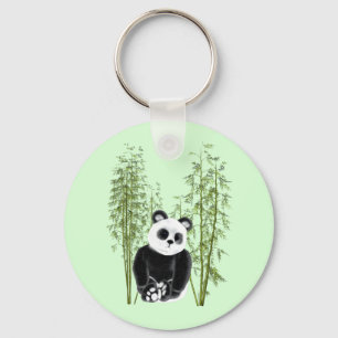 Chaveiro Cute Panda Sentado em Bambu