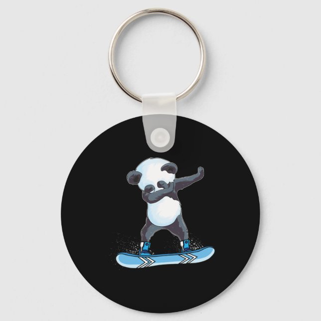Chaveiro Cute Panda Snowboard Esquiando Presentes Dabbing P (Frente)