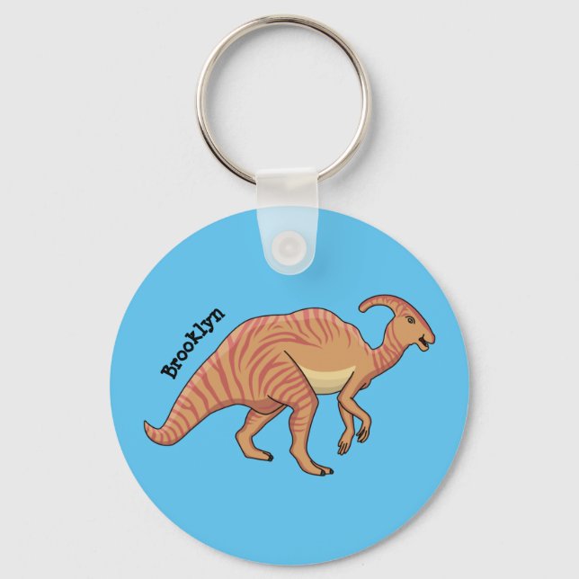 Chaveiro Cute parasaurolophus dinosaur cartoon illustration (Frente)