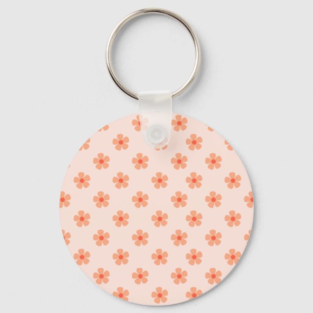 Chaveiro Cute Peach Flower Pattern Minimal Floral Aesthetic (Frente)