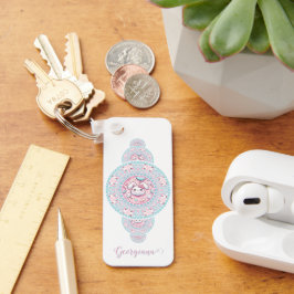 Chaveiro Cute Personalizado Kawaii Bunny Mandala Ornamental