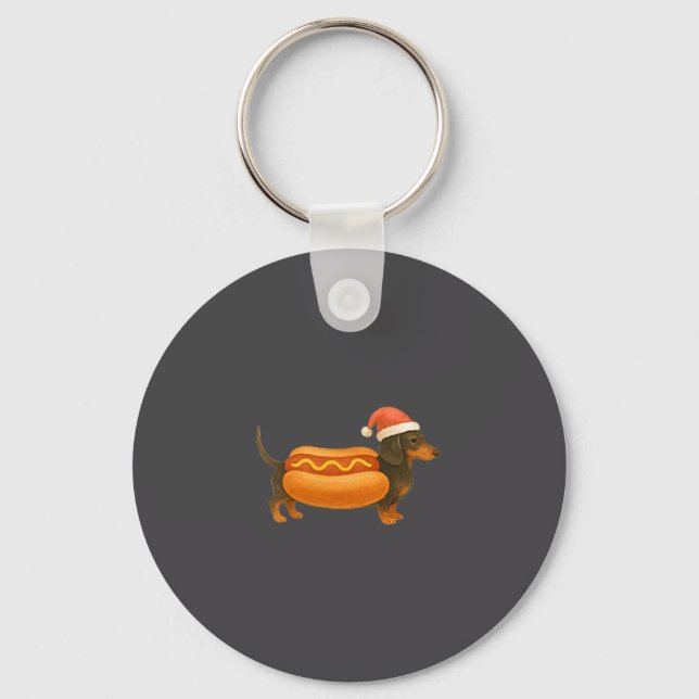 Chaveiro Cute Petite Christmas Funny Hot Dog Dachshund  (Frente)