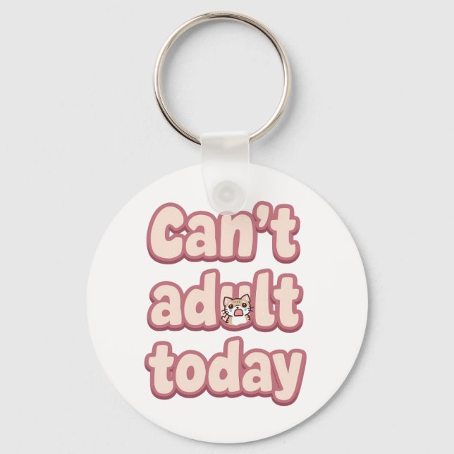 Chaveiro Cute Pink Graphic with Peeking Cat (Frente)