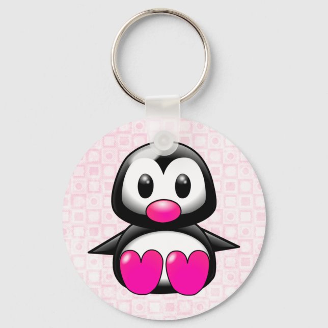 Chaveiro Cute Pink Penguin (Frente)