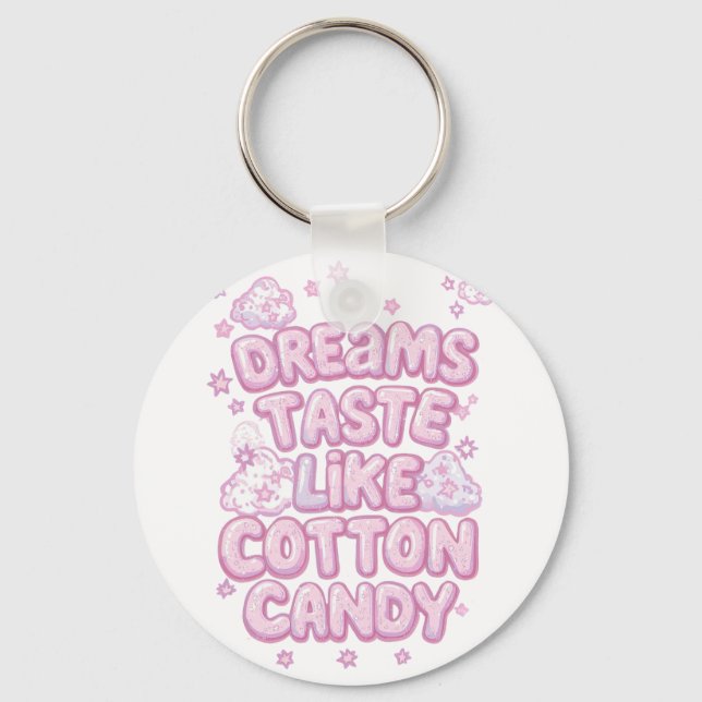 Chaveiro Cute Pink Whimsical Dreamer Typography (Frente)