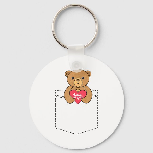 Chaveiro Cute Pocket Teddy Bear Hugging Heart - 2020 Valent (Frente)