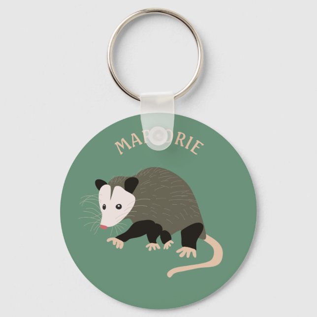 Chaveiro Cute Possum Illustration Personalized Light Green (Frente)