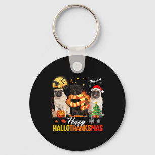 Chaveiro Cute Pug Happy Hallothanksmas Halloween Thanksgivi