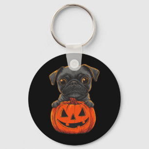 Chaveiro Cute Pug Preto Jack O Lanterna Abóbora Halloween