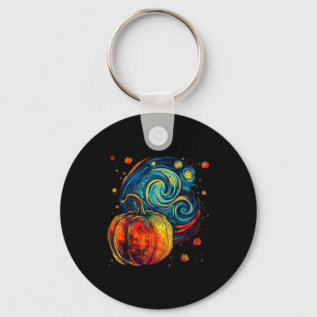 Chaveiro Cute Pumpkin Halloween Thanksgiving Starry Night V (Frente)
