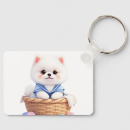 Chaveiro Cute Puppy in Basket Keychain