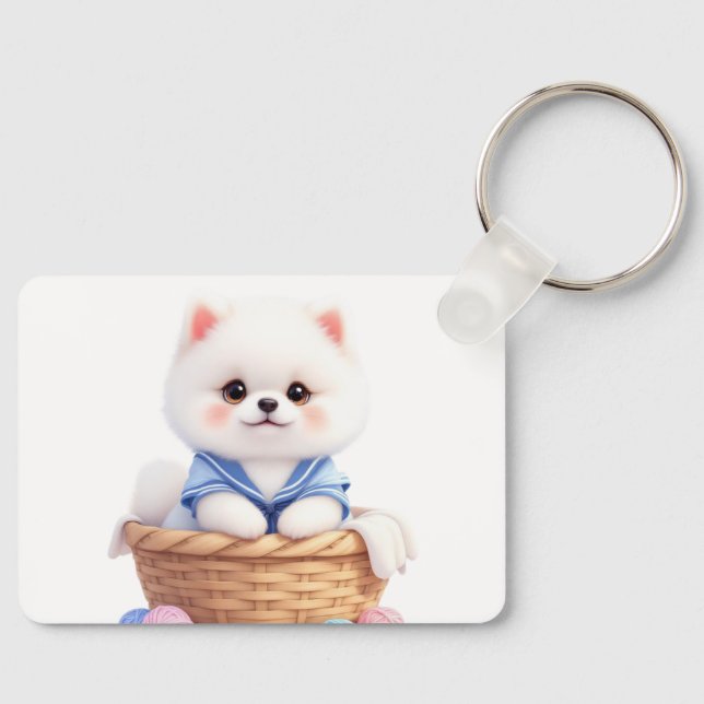 Chaveiro Cute Puppy in Basket Keychain (Frente)