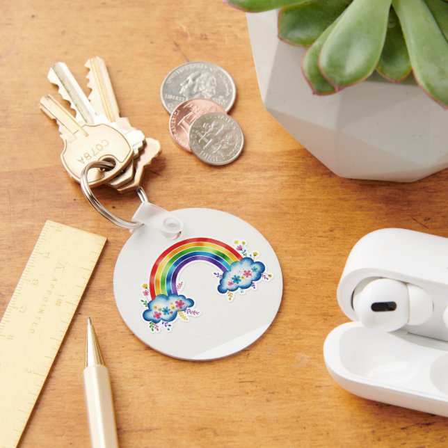 Chaveiro Cute Rainbow Cloud Keychain | Colorful Aesthetic G (Mesa)