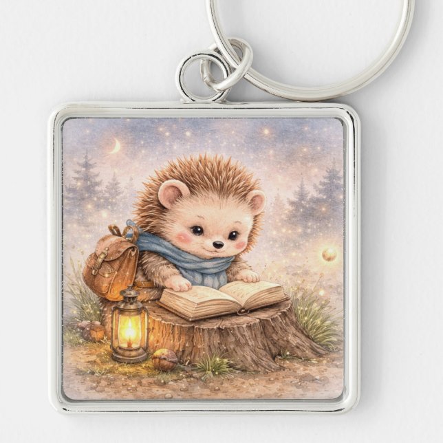 Chaveiro Cute Reading Woodland Hedgehog (Frente)