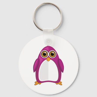Chaveiro Cute Red Violet Penguin Big Eyes Cartoon Kawaii