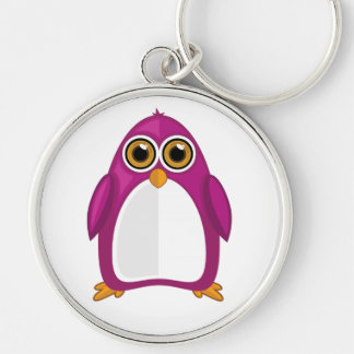 Chaveiro Cute Red Violet Penguin Kawaii Cartoon Big Eyes
