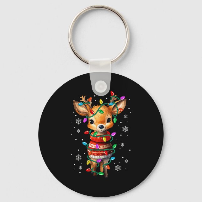 Chaveiro Cute Reindeer Christmas Lights Santa Xmas Pjm Wome (Frente)