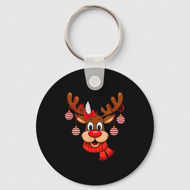 Chaveiro Cute Reindeer Christmas Red Nose Rudolph Xmas Kids (Frente)