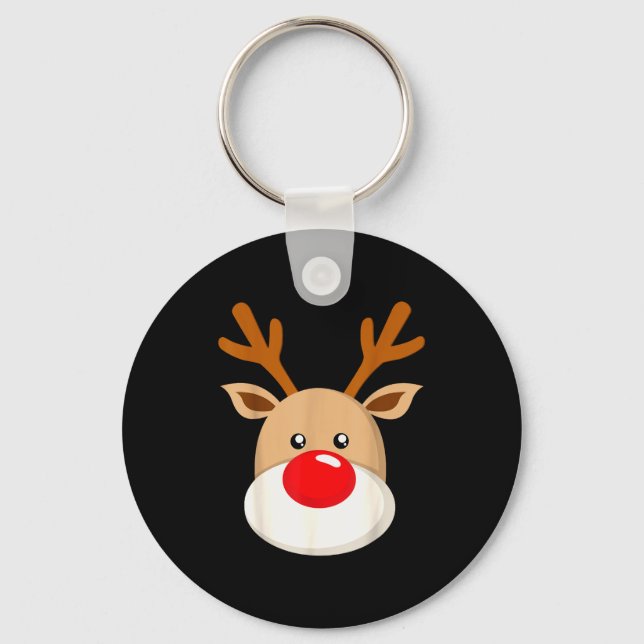 Chaveiro Cute Reindeer Rudolph Red Nose Christmas Antlers  (Frente)