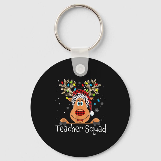 Chaveiro Cute Reindeer Teacher Squad Christmas  (Frente)