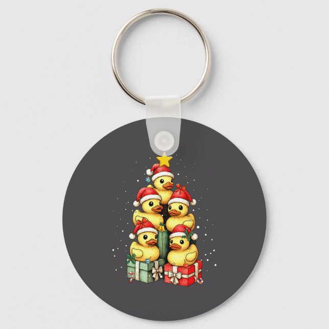 Chaveiro Cute Rubber Ducks Le Duckie Christmas Tree Xmas Ha (Frente)