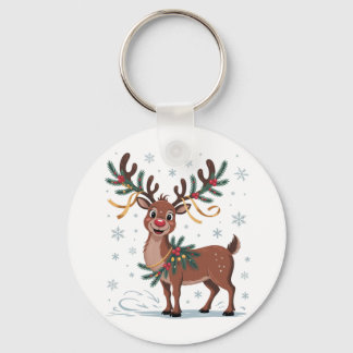 Chaveiro Cute Rudolph with Gold Accents
