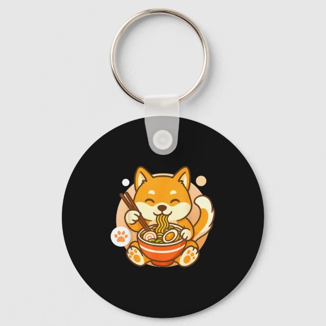 Chaveiro Cute Shiba Inu Dog Ramen Noodles Bowl Anime Kawaii (Frente)