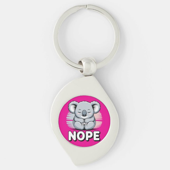 Chaveiro Cute Sleeping Koala “Nope” Funny Cartoon (Frente)