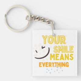 Chaveiro Cute Smile Face & Positive Quote Double-Sided Acry