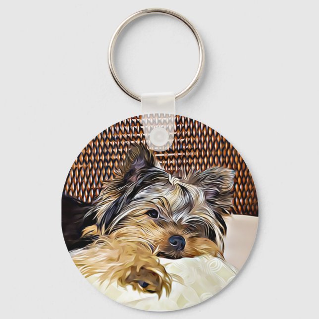 Chaveiro Cute Teacup Yorkie Yorkshire Terrier Digital (Frente)