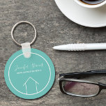 Chaveiro Cute Teal Real Estate Company Personalized Realtor<br><div class="desc">This pretty teal realtor keychain is custom made with your realty company name under the the agent name in chic typography. This minimalist real estate company key chain feature a simple line drawing of a house. Contemporary gift for an agent working to help you buy a home.</div>