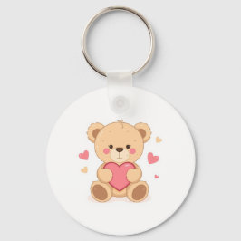 Chaveiro Cute Teddy Bear Holding Heart – Valentine Love Ill