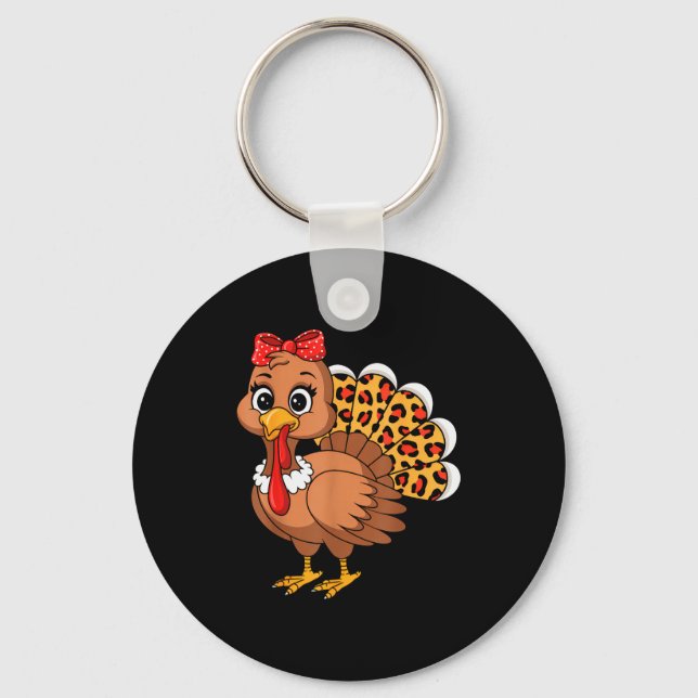 Chaveiro Cute Turkey Thanksgiving Lgrim Turkey Day Women Gi (Frente)