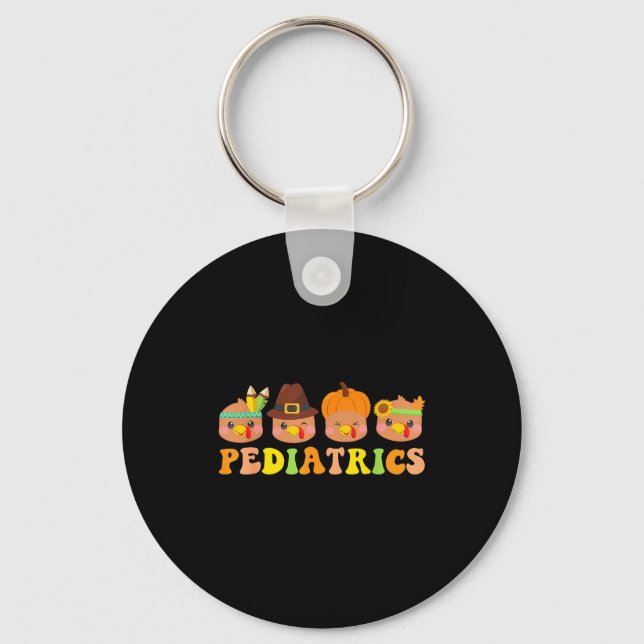 Chaveiro Cute Turkeys Pediatrics Pumpkin Thanksgiving Fall  (Frente)