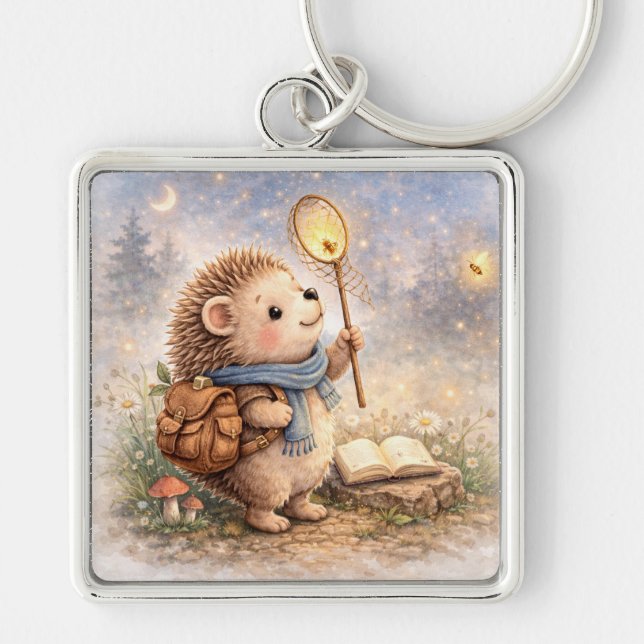 Chaveiro Cute Woodland Hedgehog & Firefly (Frente)