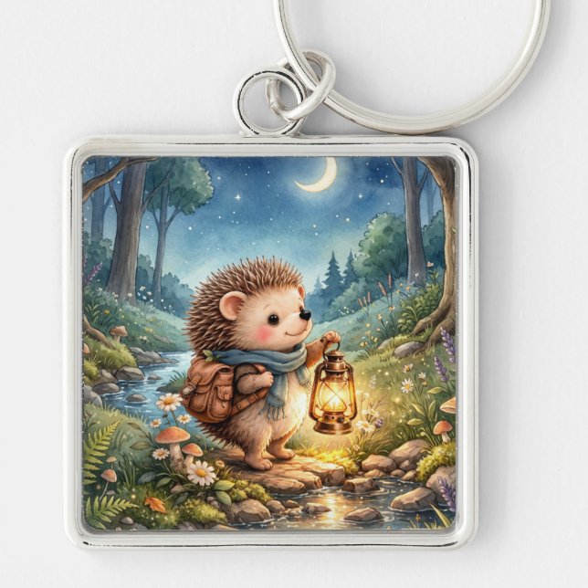 Chaveiro Cute Woodland Hedgehog With Lantern  (Frente)